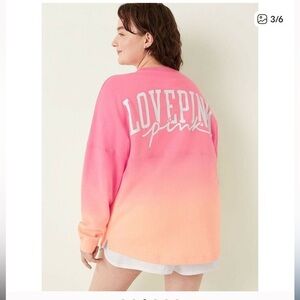 VICTORIA SECRET PINK varsity created jacket top peach neon dip dye Small,Ombre